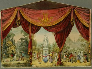1830年代、サンクトペテルブルクの帝国劇場のカーテンのスケッチ