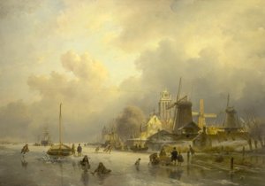 ドートレヒトの眺め、製材所、1843 作： Andreas Schelfhout