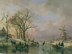 オランダでスケート 作： Andreas Schelfhout