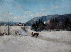 Skaugum の丘の冬の風景 作： Andreas Singdahlsen
