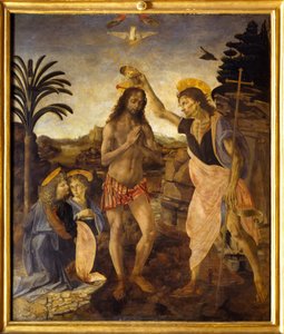 キリストのバプテスマ 作： Andreea & Vinci Leonardo da (1452 1519) Verrocchio