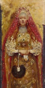 ボヤールの女性（boiard、boiar）。 詳細。 Andrei Petrovich Ryabushkin（Riabutchkin）（1861-1904）による絵画、キャンバスに油彩 作： Andrei Petrovich Ryabushkin