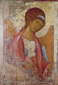 大天使ミカエル」アンドレイ・ルブレフまたはアンドレイ・ルブリョフ（1360-1430）作、1410年から1420年の間に描かれた、イコン。 作： Andrei Rublev