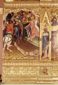 聖ジョージの祭壇画、バレンシア、1420年頃（松のパネルにテンペラと金箔） 作： Andres Marcal de Sas