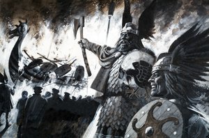 ラーウィック・アップ・ヘリー、ヴァイキング・フェスティバル（紙にグワッシュ） 作： アンドリュー・ハウワット
