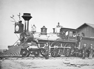 ワイオミング駅に設置された機関車23号（ワイオミング州リトルララミーリバー 作： Andrew Joseph Russell