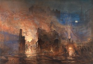 クラーケンウェルでの火災、1876年7月28日 作： Andrew MacCallum
