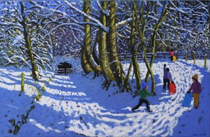そりに行く、Calke Abbey、2021年（キャンバスに油彩） 作： Andrew Macara