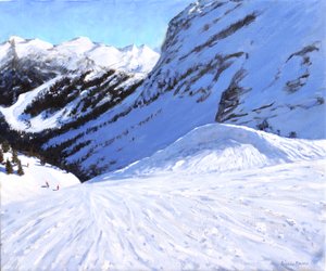 Into the valley ,Courchevel ,France,2019,(oil on canvas) 作： Andrew Macara