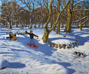 赤いそり、ロンバーデールホール、ダービーシャー、2014年 作： Andrew Macara
