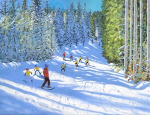 スキーレッスン、サモアン、フランス、2020年、（油彩・キャンバス 作： Andrew Macara