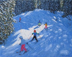 スキースクール。 サモアン、グランマシフ、フランス、2021年（キャンバスに油彩） 作： Andrew Macara