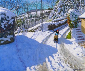 ダービーシャー、ウィークスワースのソリ漕ぎ、2024年 ( 油彩・キャンバス) 作： Andrew Macara