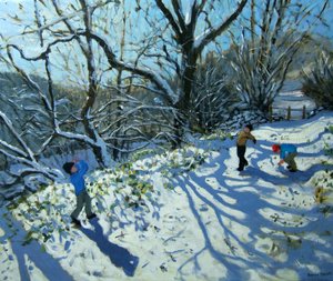 雪合戦（ダービシャー州）（油彩・キャンバス 作： Andrew Macara