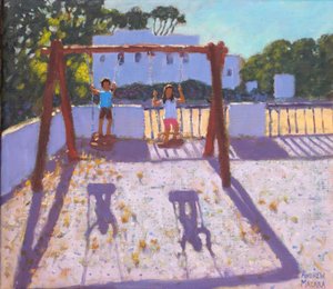 夏のスイング、フォレガンドロス島、ギリシャの島々、2017年8月、 作： Andrew Macara