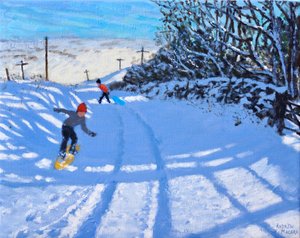 The snowboarder, Dove Head,Derbyshire, oil on canvas) 2021年 作： Andrew Macara
