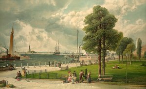 キャッスルガーデン、ニューヨーク、パブ。 1887（カラーリトグラフ） 作： Andrew Melrose