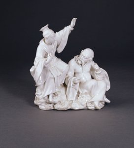 感覚のセットから聴覚を象徴するダービー・ドライエッジ・シノワズリーグループ、1750-52年頃（陶磁器 作： Andrew Planché