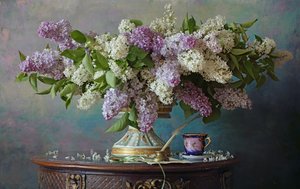 ライラックの花のある静物画 作： Andrey Morozov