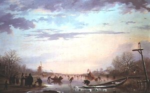 凍った川でのスケートシーン 作： Andries Vermeulen