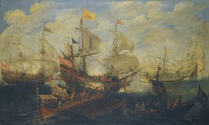 トルコ人とキリスト教徒の間の海戦 作： Andries van Eertvelt