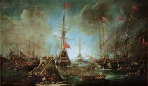 スペイン艦隊が港を離れる 作： Andries van Eertvelt