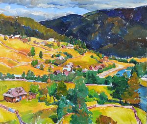 色鮮やかな山間の村 作： Andrii Kutsachenko
