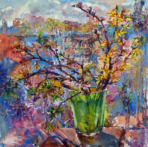 春の花の窓辺の景色 作： Andrii Kutsachenko