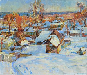 日差しの降り注ぐ冬の村 作： Andrii Kutsachenko