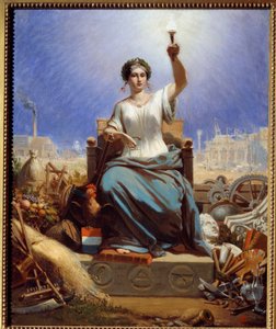 世界を照らすフランス。アレゴリー。ジャネット・ランゲ（1815 - 1872）の絵画 作： Ange Louis Janet