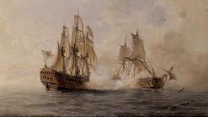 1747年にイギリスのダーマスと栄光の船を戦う-XIXセンチュリー 作： Angel Maria Cort