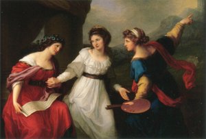 音楽と絵画の間で逡巡する自画像 作： アンジェリカ・カウフマン