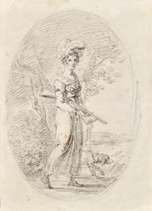 犬を連れたハントレス 作： Angelica Kauffmann