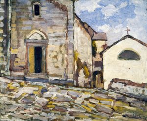 アンジェロ バルビ (1872-1939) による教会のファサード。 20世紀イタリア。 作： Angelo Balbi