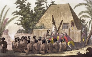 「キャプテン クックは、サンドイッチ諸島の提供を観察します」、1778-1779 19 世紀