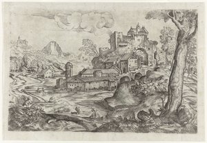 川と城のある風景 作： Angelo Falconetto (attributed to)