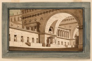 舞台デザイン、宮殿の外観、セパルクラル ホール 作： Angelo Toselli