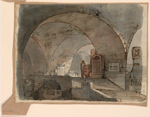 ステージデザイン、墓のある地下の吹き抜け空間 作： Angelo Toselli