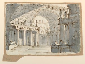 ステージデザイン、アーチ型の古典的な建物 作： Angelo Toselli