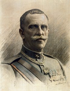 イタリア国王ヴィットリオ・エマヌエーレ3世（ヴィクトル・エマヌエル3世）（1869-1947）の肖像 アンジェロ・ヴェルナッツァ（1869-1937）によるドローイング 薄さ。97x70 cm Genes Nervi, Galleria d