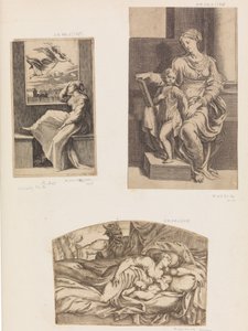 女性と天使、聖母子、眠っている若い母子を見守るサテュロス、1555～1567年。 作： Angiolo Falconetto