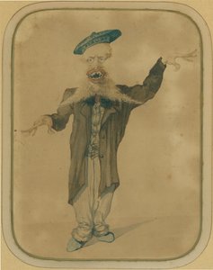 パリから帰国したテレマコ・シニョリーニの風刺画、1884年頃（テンペラ、厚紙） 作： Angiolo Tricca