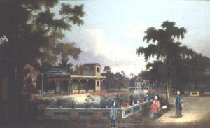 3人の女性がいる中国庭園 作： Anglo Chinese School
