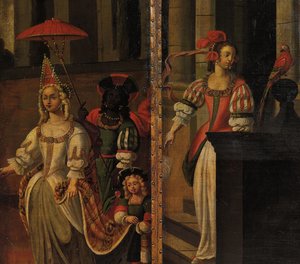 4つ折りの両面スクリーン、c.1700 作： Anglo Flemish School