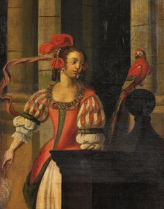 4つ折りの両面スクリーン、c.1700 作： Anglo Flemish School