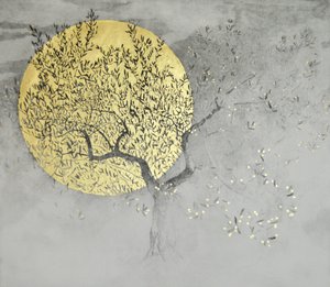 知恵、2019年（紙にエッチング、アクアチント、金箔） 作： angus hampel