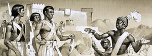 ヒクソス、ファラオ・カモセが特別に訓練された黒人戦士に戦闘戦術を指導 作： アンガス・マクブライド