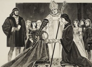 ルクレツィア・ボルジア（1480-1519）とアルフォンソ公爵の結婚（紙にグワッシュ） 作： アンガス・マクブライド