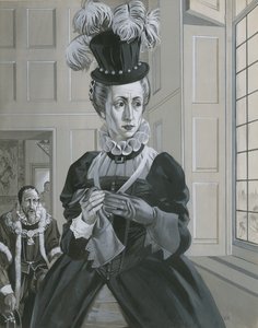 スコットランドのメアリー女王処刑の知らせを聞くエリザベス1世（紙にグワッシュ）