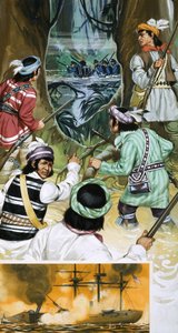 沼地でアメリカ兵と戦うセミノール・インディアン 作： アンガス・マクブライド